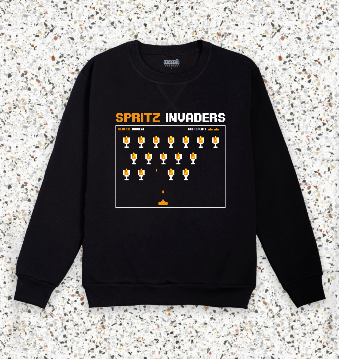 Felpa Nera Premium Spritz Invaders