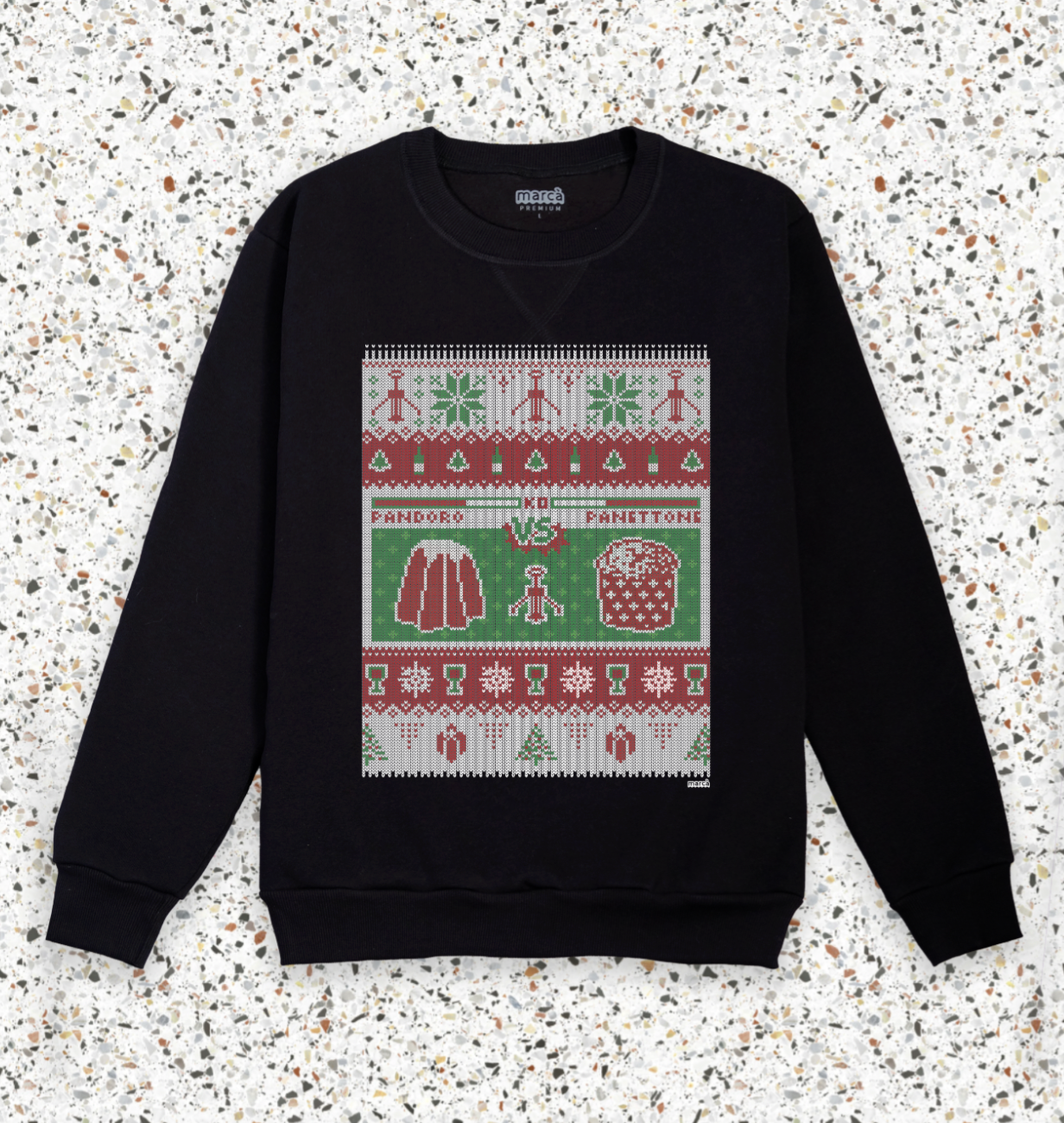 Felpa Nera Premium di Natale PANETON vs PANDORO