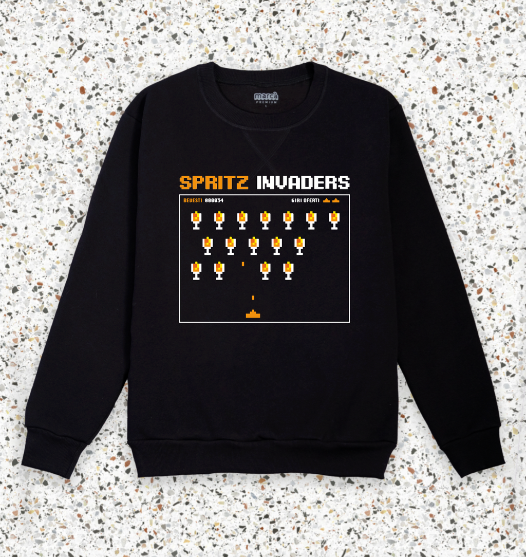 Felpa Nera Premium Spritz Invaders