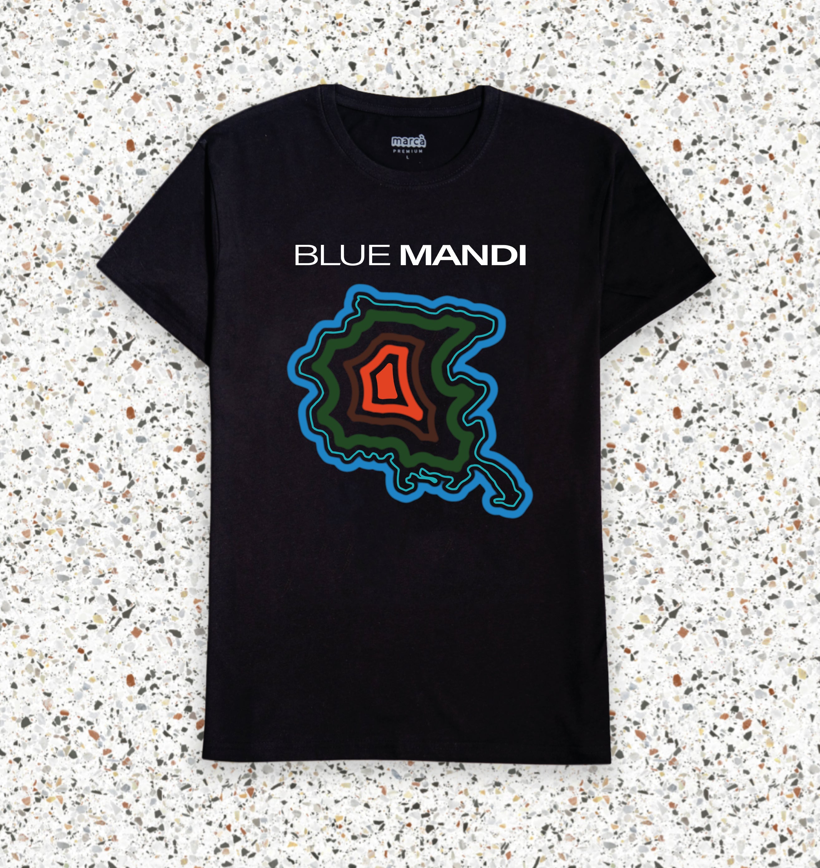 T-Shirt Nera Premium Blue Mandi Immagine principale del prodotto