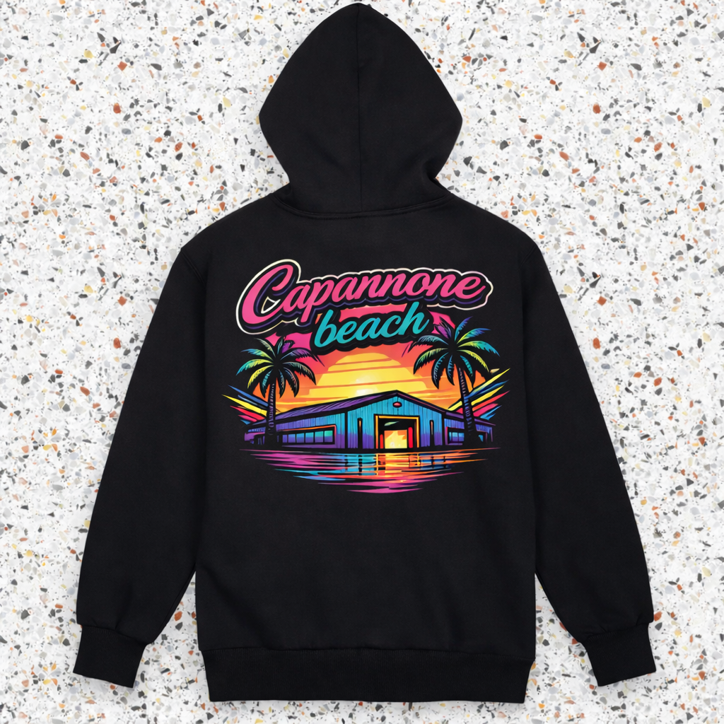 Felpa Nera con cappuccio Premium Capannone Beach