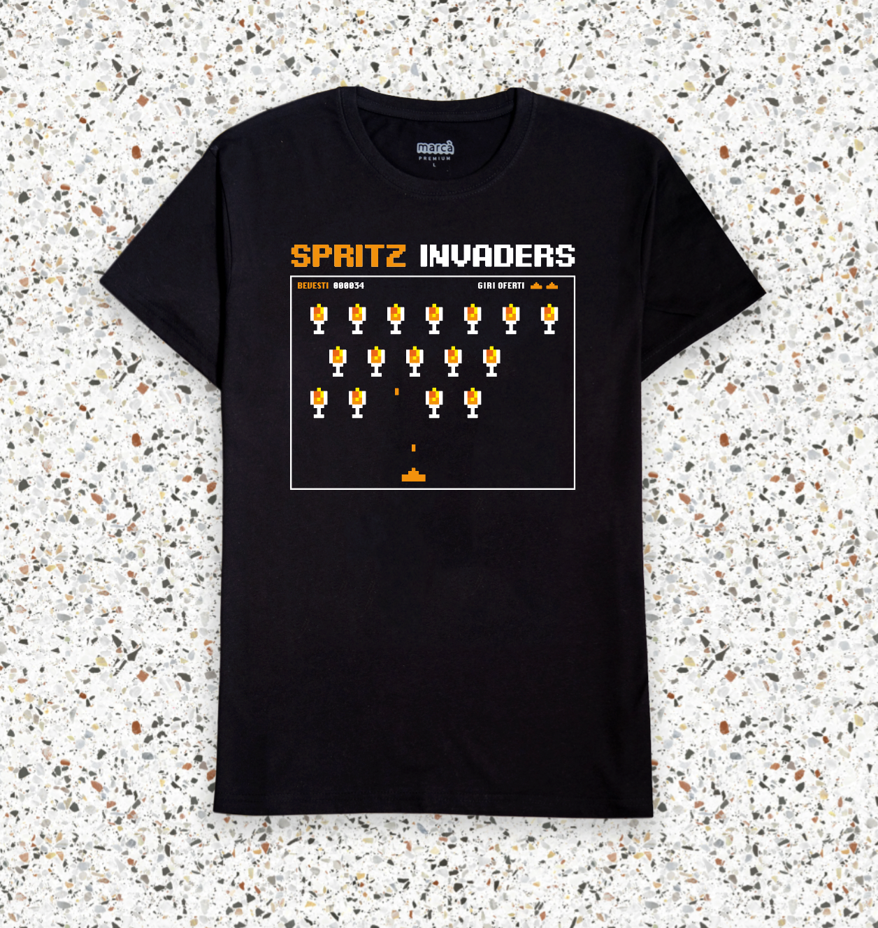 T-Shirt Nera Spritz Invaders Premium