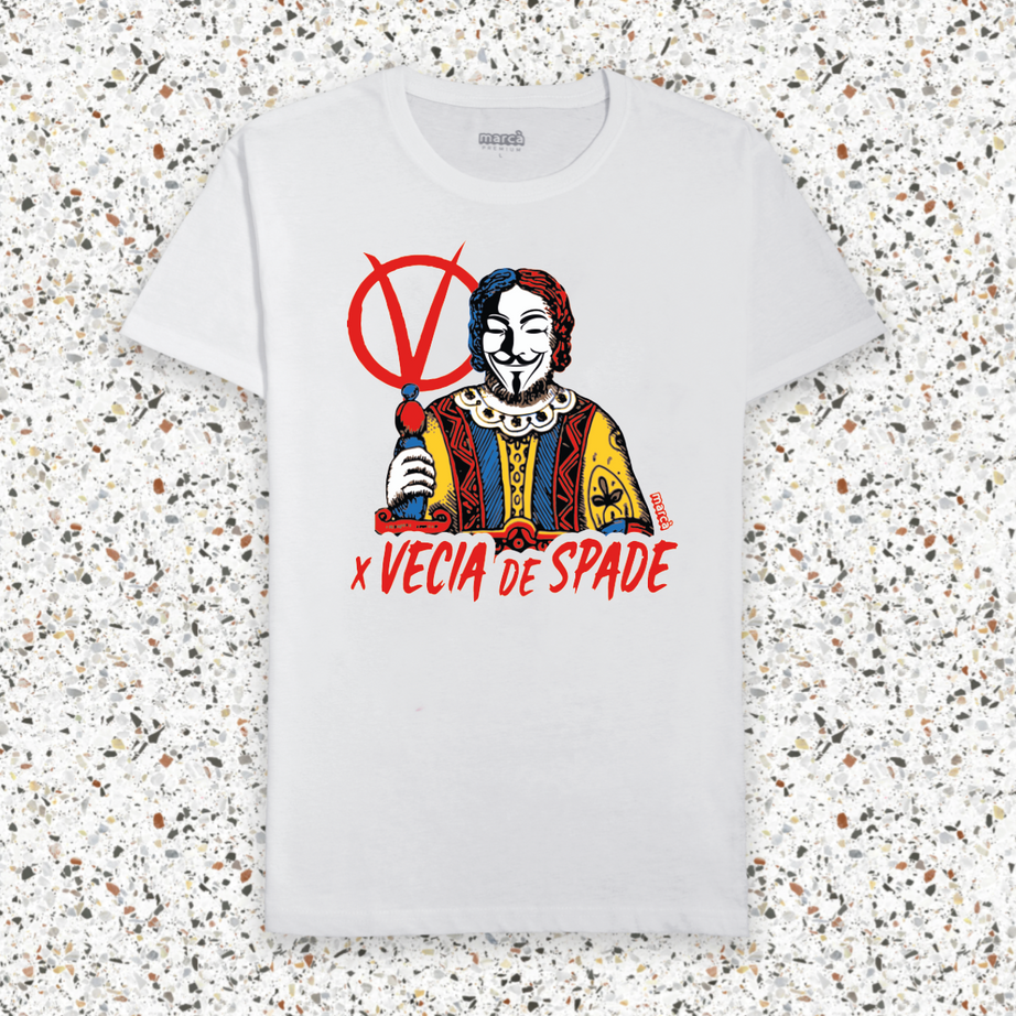 T-Shirt Bianca V per VECIA DE SPADE