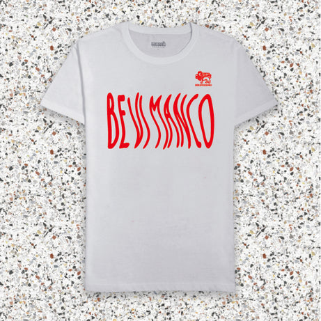 T-Shirt Bianca PREMIUM BEVI MANCO con scritta Rossa