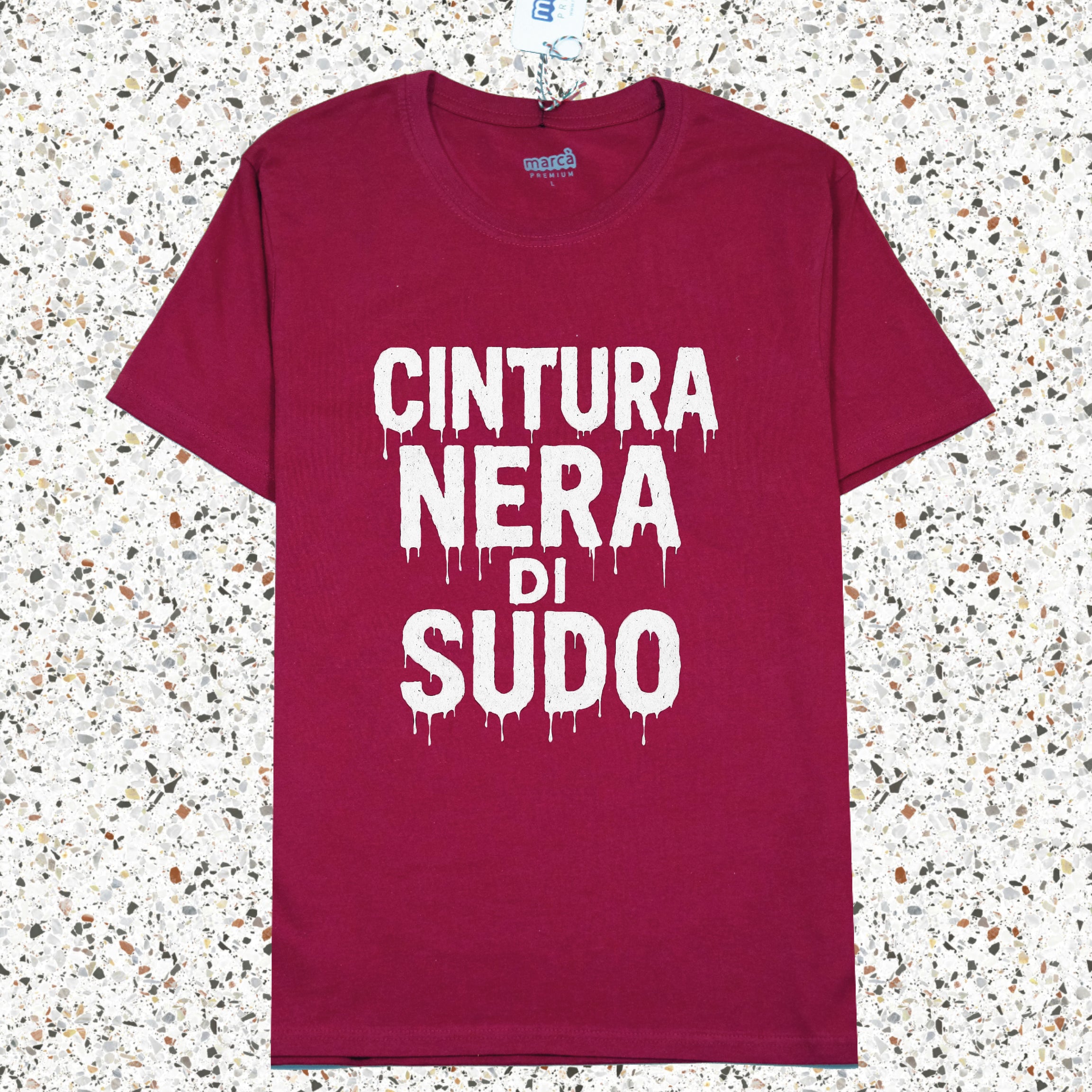 T-Shirt Bordeaux Premium Cintura Nera di Sudo