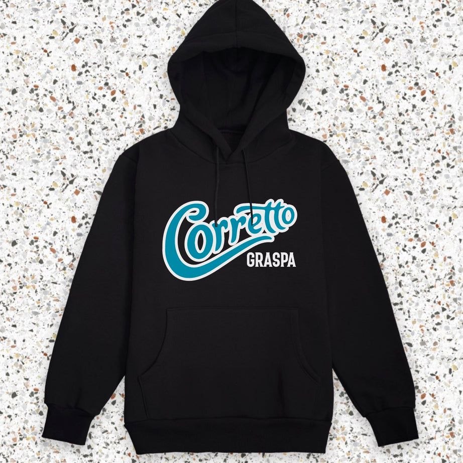 Felpa Nera con cappuccio Premium CORRETTO GRASPA