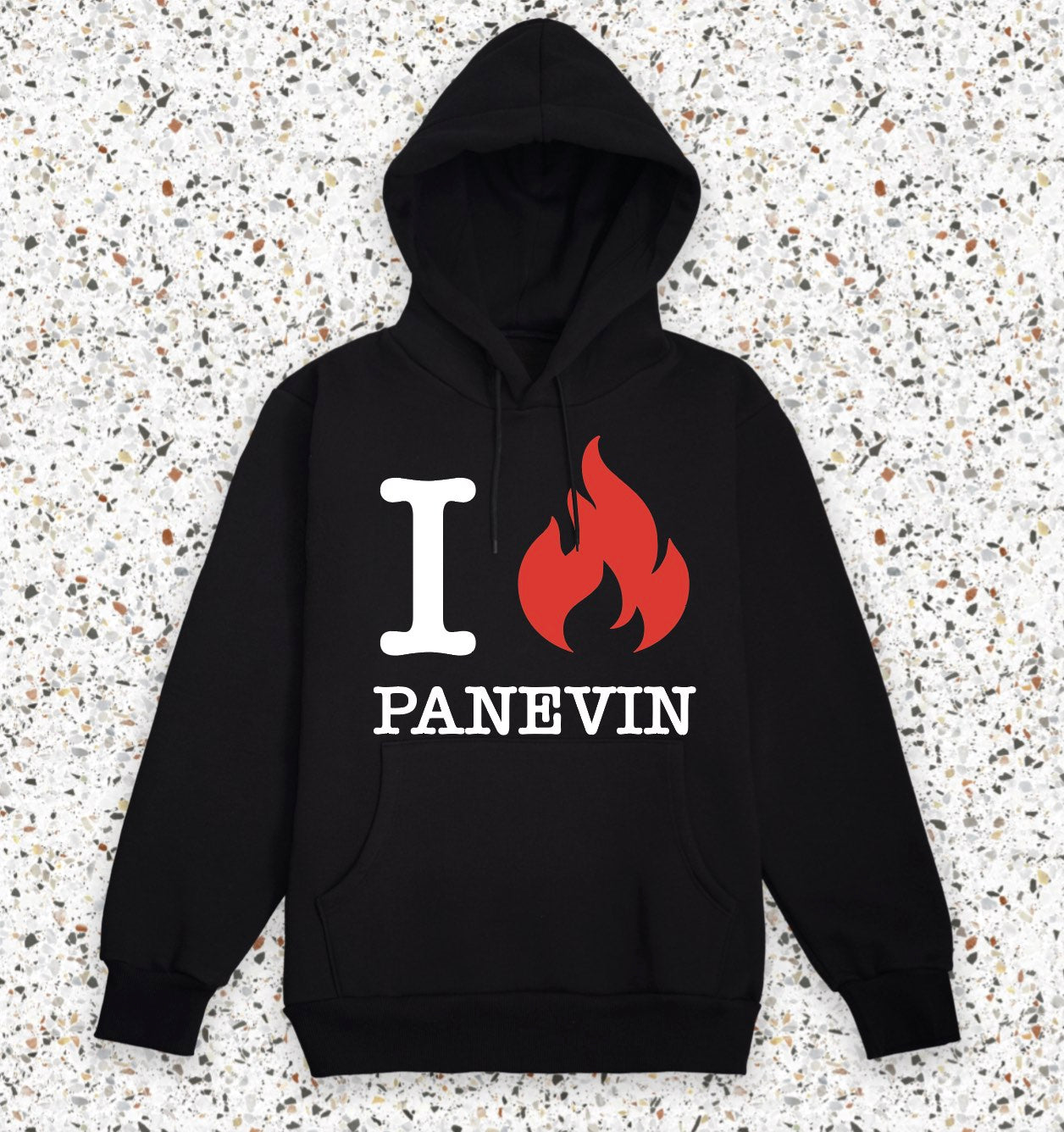 Felpa Nera con cappuccio Premium I LOVE PANEVIN Immagine principale del prodotto