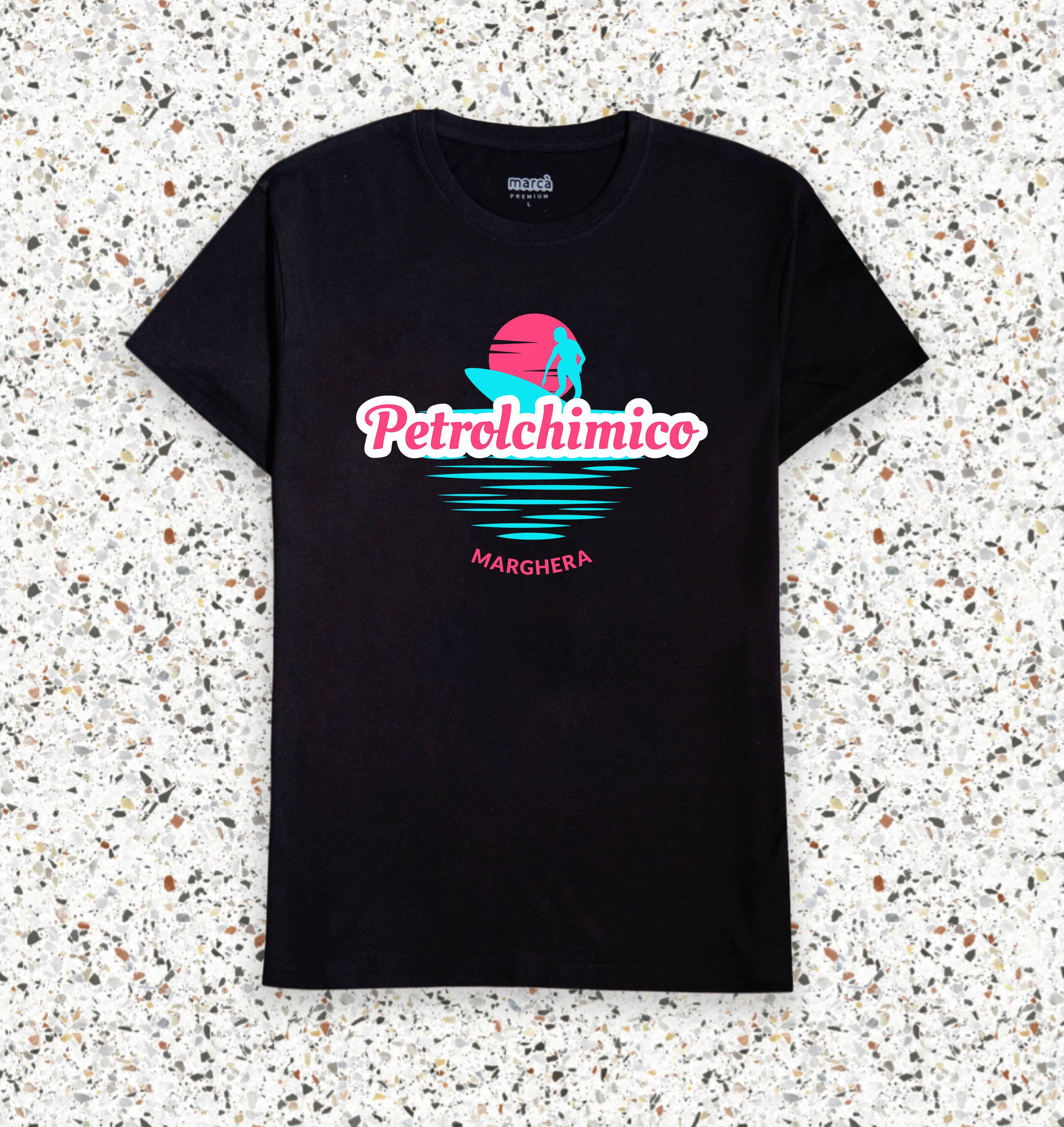 T-Shirt Nera Premium Petrolchimico Marghera Immagine principale del prodotto