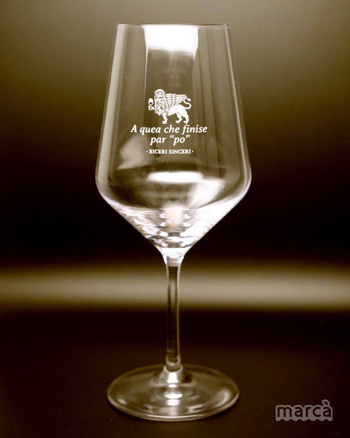 BICERI SINCERI - Confezione da 6 calici in cristallo con scritte in veneto