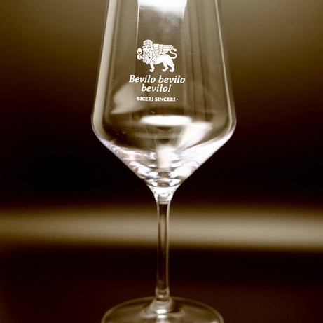 BICERI SINCERI - Confezione da 6 calici in cristallo con scritte in veneto
