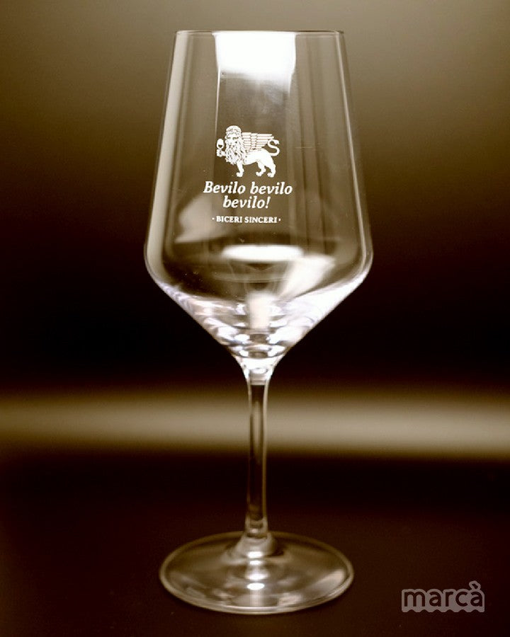 BICERI SINCERI - Confezione da 6 calici in cristallo con scritte in veneto