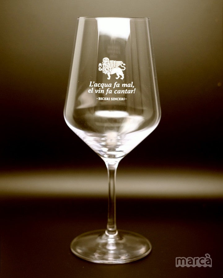 BICERI SINCERI - Confezione da 6 calici in cristallo con scritte in veneto