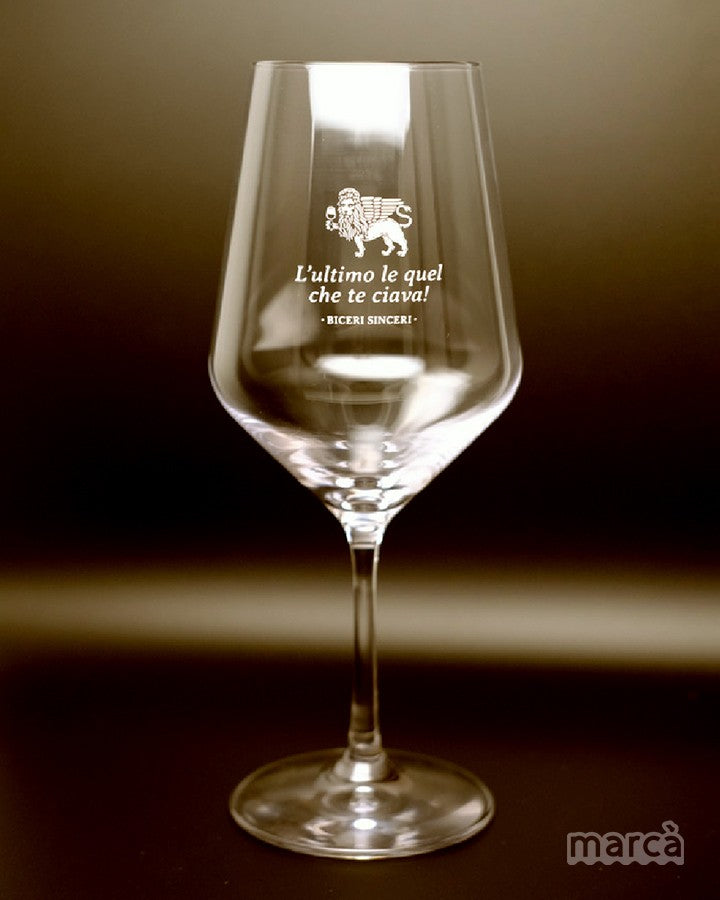 BICERI SINCERI - Confezione da 6 calici in cristallo con scritte in veneto