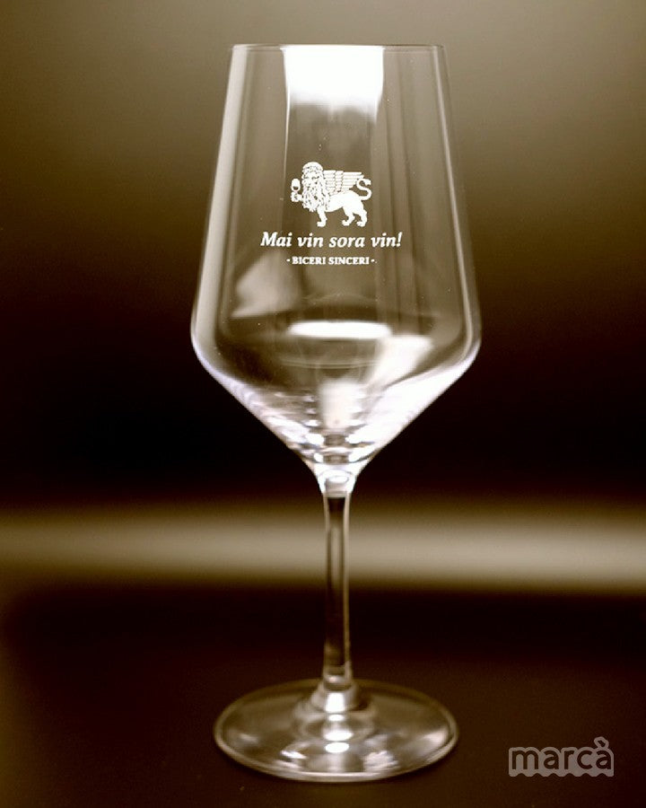 BICERI SINCERI - Confezione da 6 calici in cristallo con scritte in veneto Immagine principale del prodotto