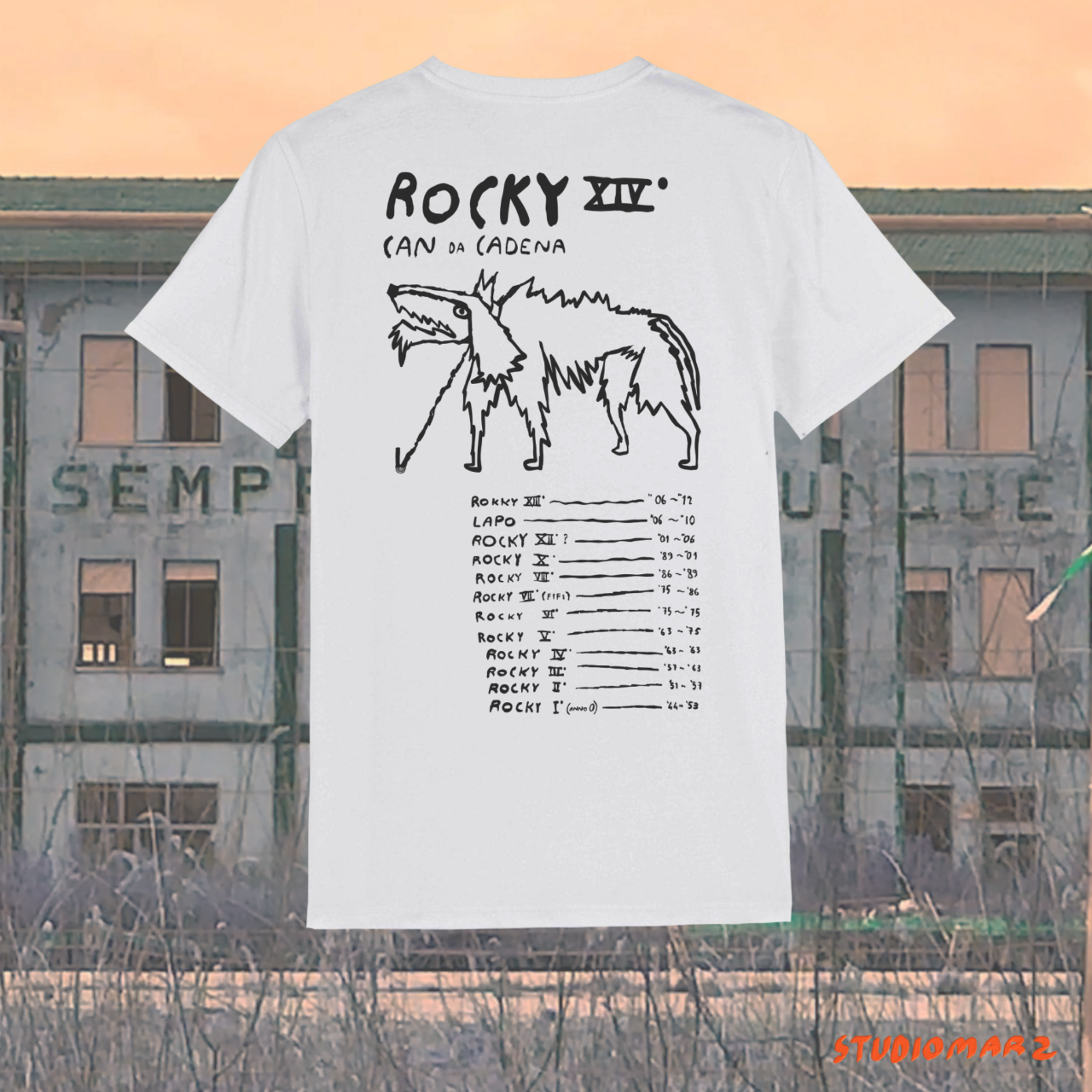 T-Shirt Unisex ROCKY STAMPA FRONTE/RETRO STUDIO MARZ